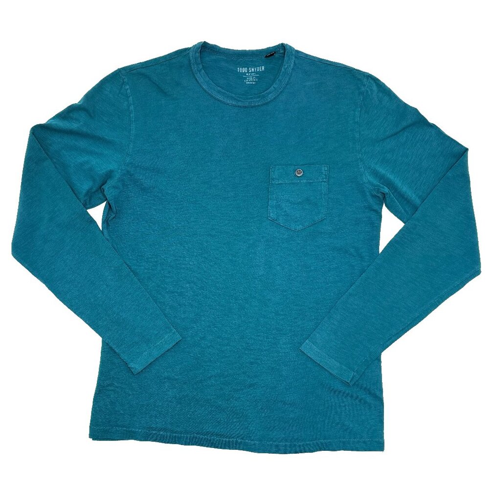 Todd Snyder Long Sleeve Lightweight Pullover in Teal - Size M